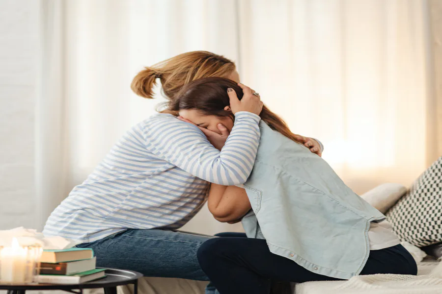 Diverse group providing peer support and emotional connection in mental health community