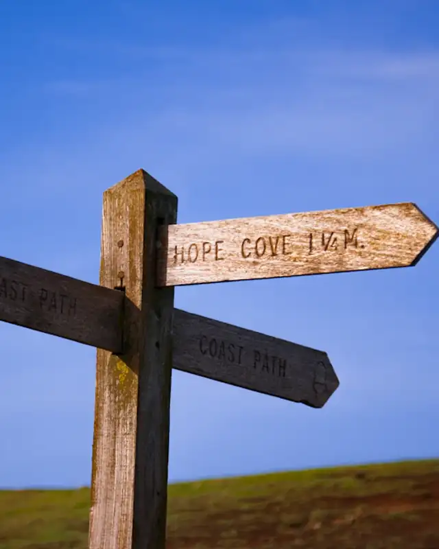 A wooden signpost pointing in two directions